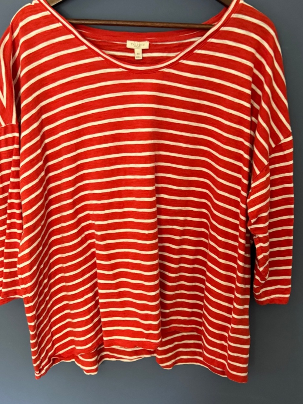 Talbots orange white striped long sleeve top size 3X EUC